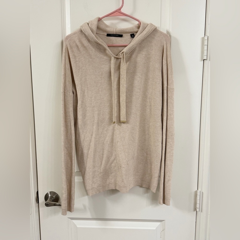 Cyrus Cream Waffle Knit Hooded Sweater
